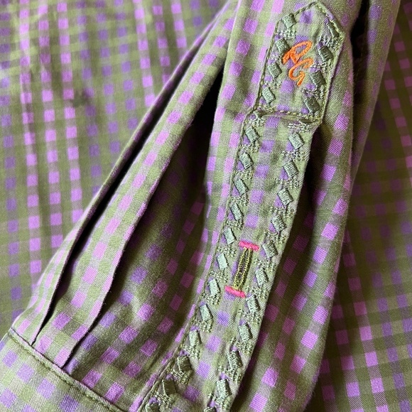 ROBERT GRAHAM SHIRT M CONTRAST CUFF COLLAR CHECK CASUAL LUXURY BOLD EMBROIDERED - Picture 7 of 13